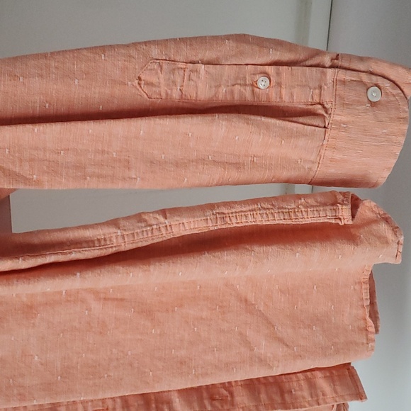 Old Navy Mens XL orange w white Mens long sleeve Casual Button Down - Picture 7 of 11